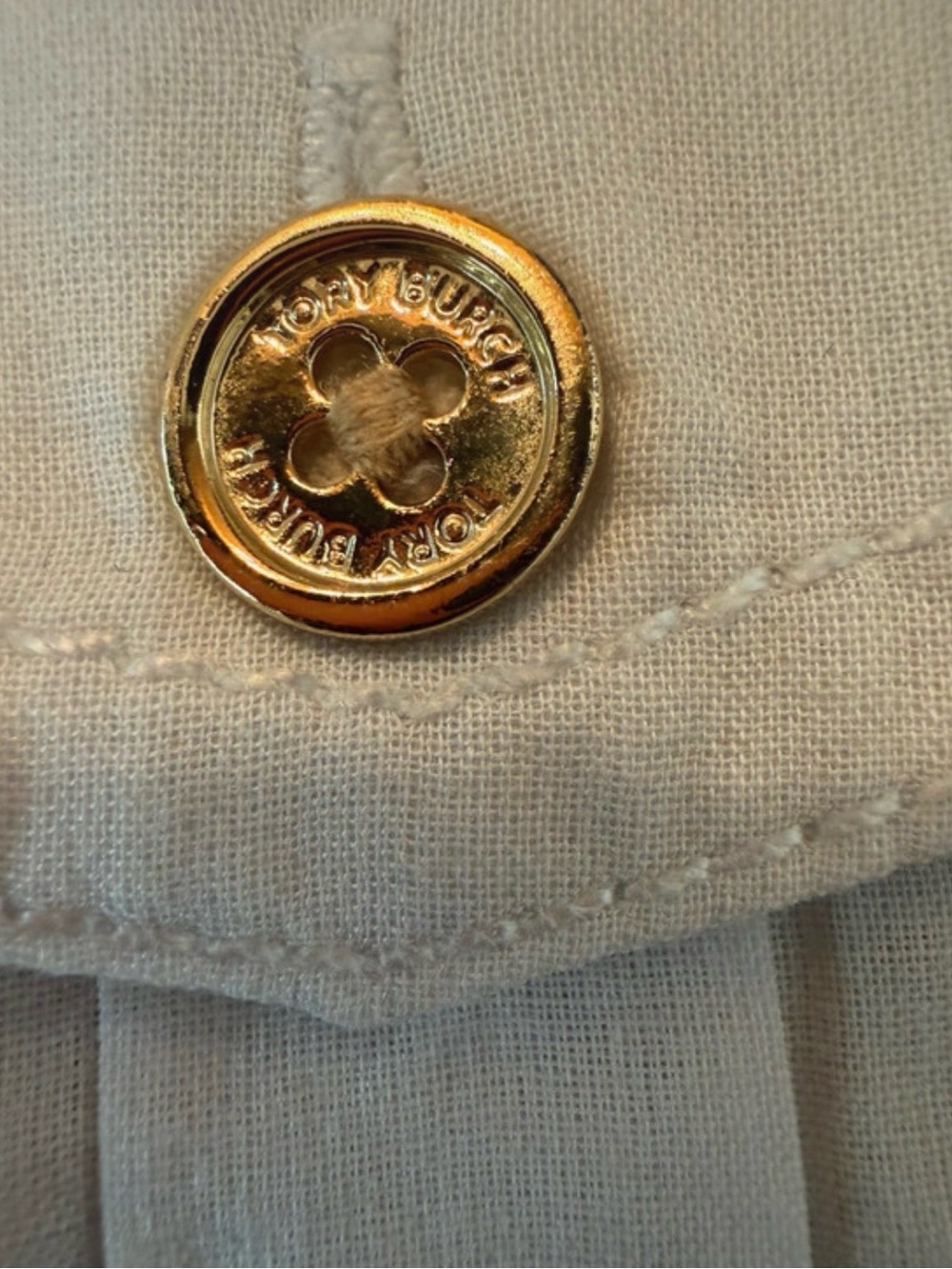 Tory Burch White Button-Down Shirt with Gold Buttons - Picture 5 of 7